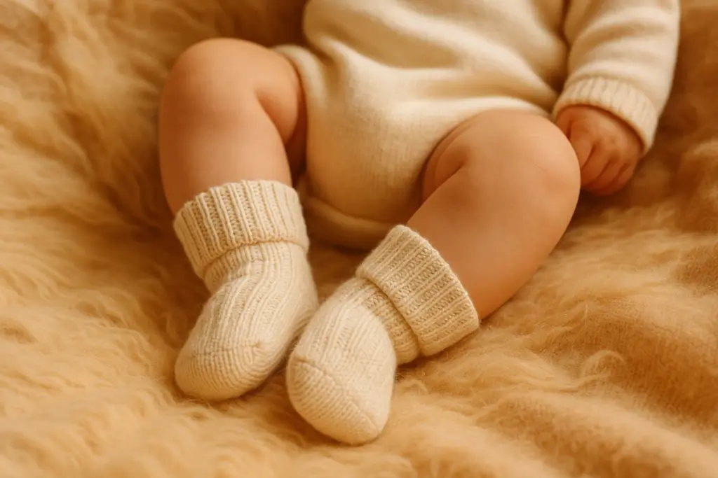 生後3ヶ月の赤ちゃんにぴったりで温かみのあるベビーソックス